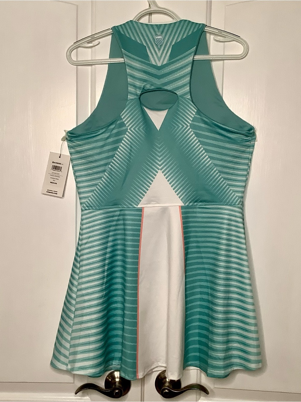 K-SWISS Stamina Dress With Shorts. Sleeveless Mint & White Dress Tennis Dress - Picture 8 of 12